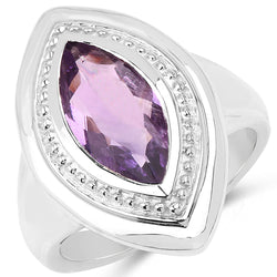 2.00 Carat Genuine Amethyst .925 Sterling Silver Ring
