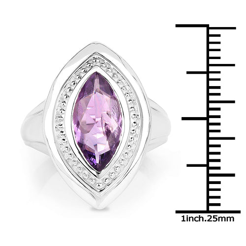 2.00 Carat Genuine Amethyst .925 Sterling Silver Ring