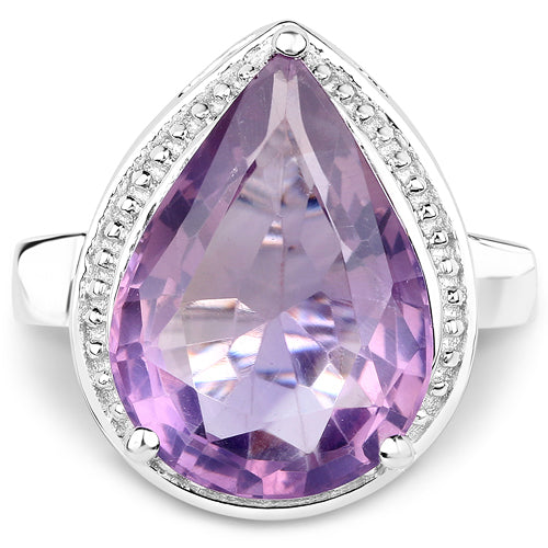 9.00 Carat Genuine Amethyst .925 Sterling Silver Ring