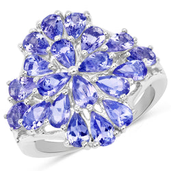 4.20 Carat Genuine Tanzanite .925 Sterling Silver Ring