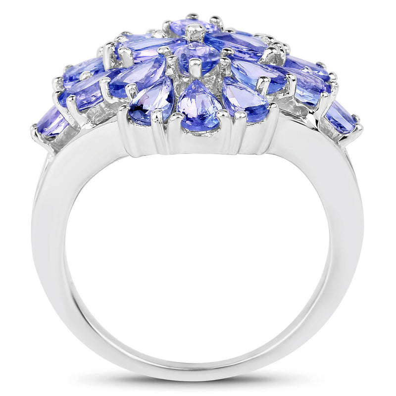 4.20 Carat Genuine Tanzanite .925 Sterling Silver Ring