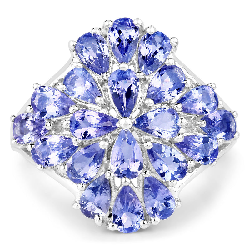 4.20 Carat Genuine Tanzanite .925 Sterling Silver Ring