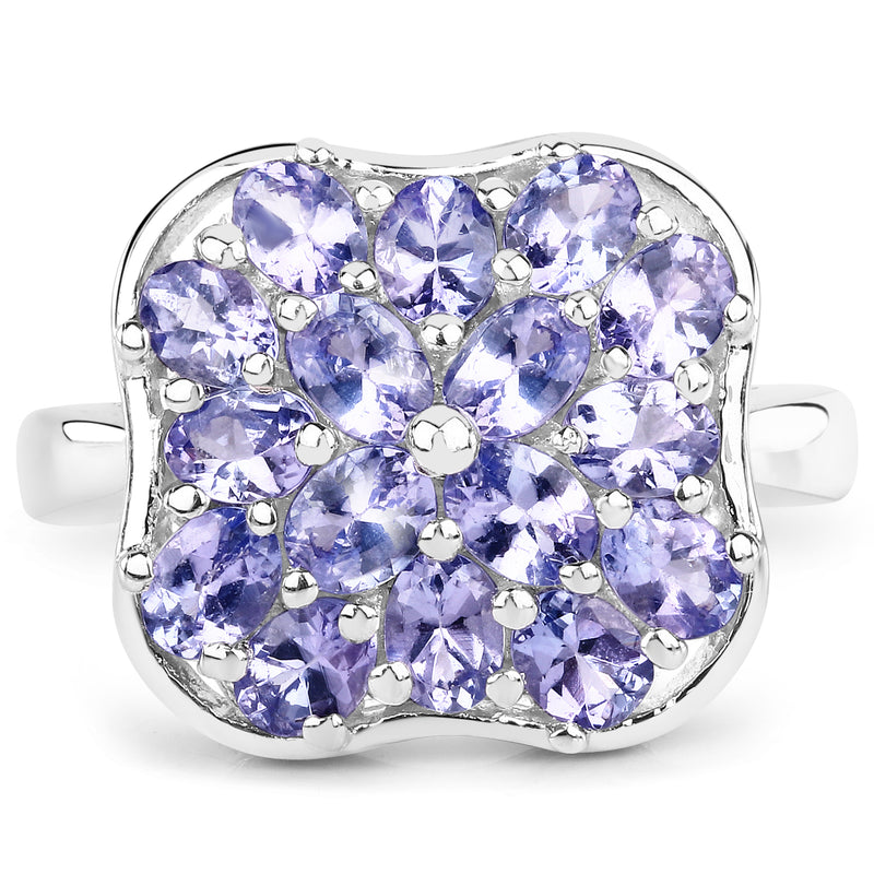 2.72 Carat Genuine Tanzanite .925 Sterling Silver Ring