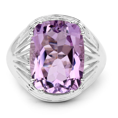 10.02 Carat Genuine Amethyst .925 Sterling Silver Ring