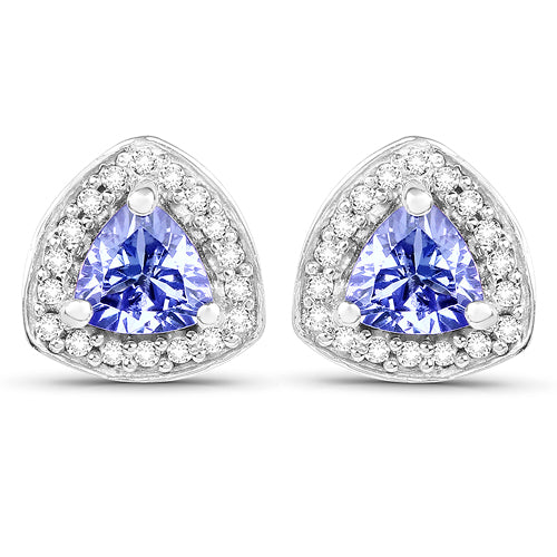 3.22 Carat Genuine Tanzanite & White Topaz .925 Sterling Silver Ring
