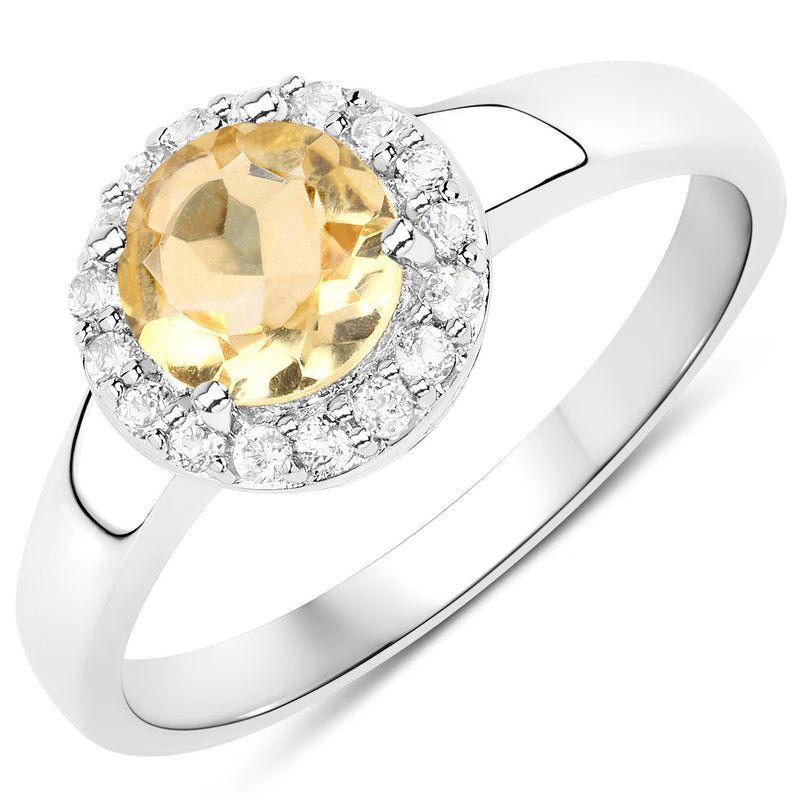 3.83 Carat Genuine Citrine and White Topaz .925 Sterling Silver Jewelry Set