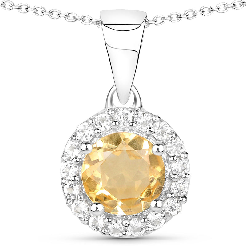 3.83 Carat Genuine Citrine and White Topaz .925 Sterling Silver Jewelry Set