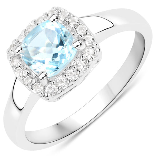 4.62 Carat Genuine Blue Topaz and White Topaz .925 Sterling Silver 3 Piece Jewelry Set (Ring, Earrings, and Pendant w/ Chain)