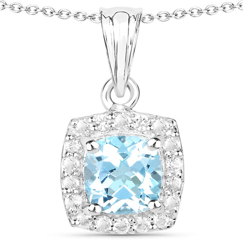 4.62 Carat Genuine Blue Topaz and White Topaz .925 Sterling Silver 3 Piece Jewelry Set (Ring, Earrings, and Pendant w/ Chain)