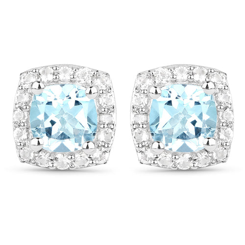 4.62 Carat Genuine Blue Topaz and White Topaz .925 Sterling Silver 3 Piece Jewelry Set (Ring, Earrings, and Pendant w/ Chain)