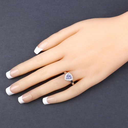 0.87 Carat Genuine Tanzanite and White Topaz .925 Sterling Silver Ring