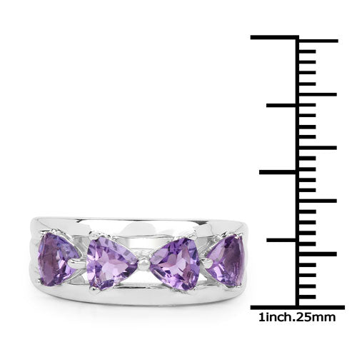 1.80 Carat Genuine Amethyst .925 Sterling Silver Ring