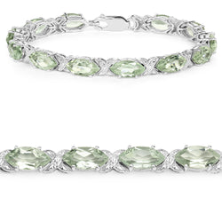 22.75 Carat Genuine Green Amethyst .925 Sterling Silver Bracelet