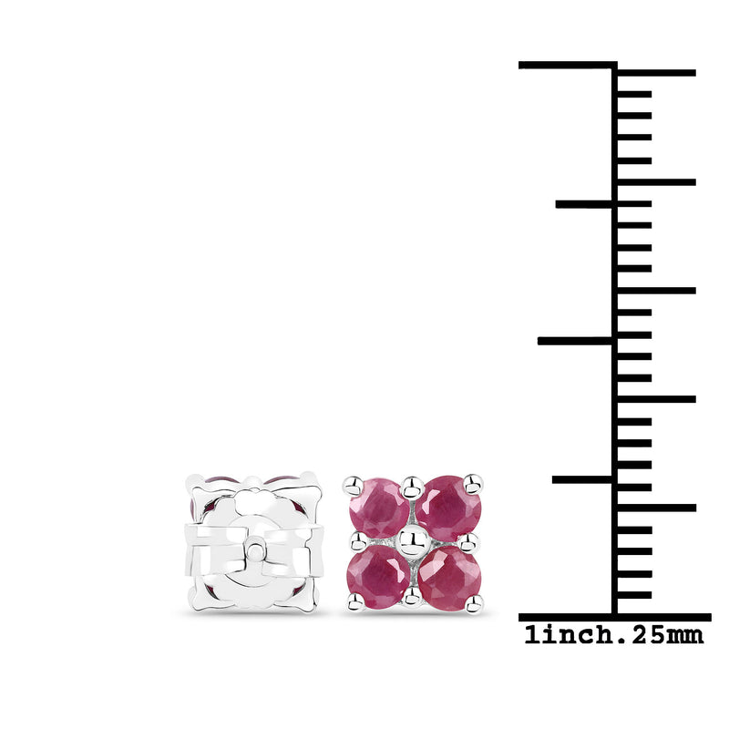 1.04 Carat Genuine Johnson Ruby .925 Sterling Silver Earrings