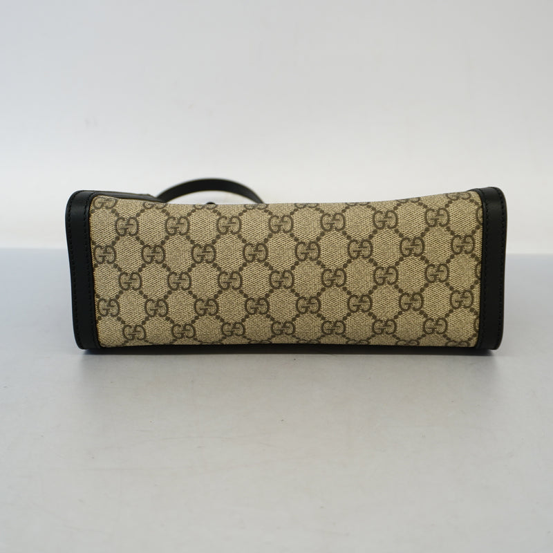 Auth Gucci Shoulder Bag GG Supreme 498156 Shoulder Bag Beige / Black