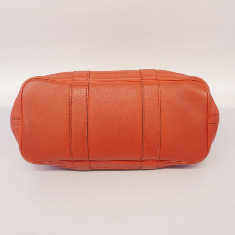 Auth Hermes Garden Party TPM  J Engraved Vermilion Red Womens Handbag