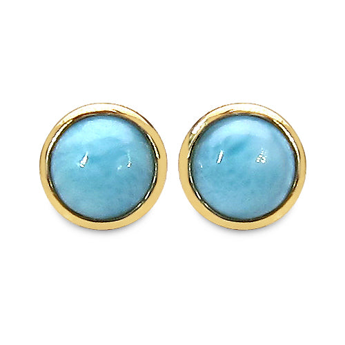 14K Yellow Gold Plated 5.24 Carat Genuine Larimar .925 Sterling Silver Earrings