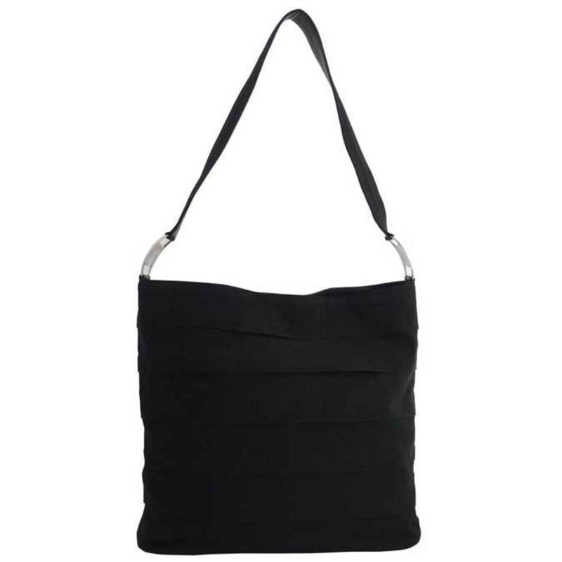 Salvatore Ferragamo Bag Vala Black Silver Hardware Canvas Leather Shoulder One Ladies