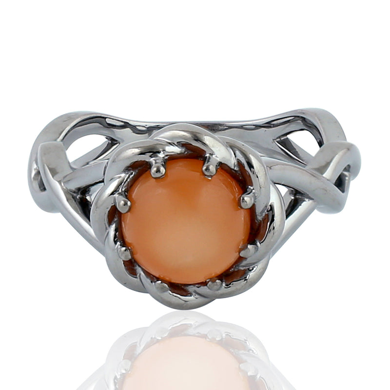 2.21ct Moonstone Cocktail Ring 925 Sterling Silver Jewelry