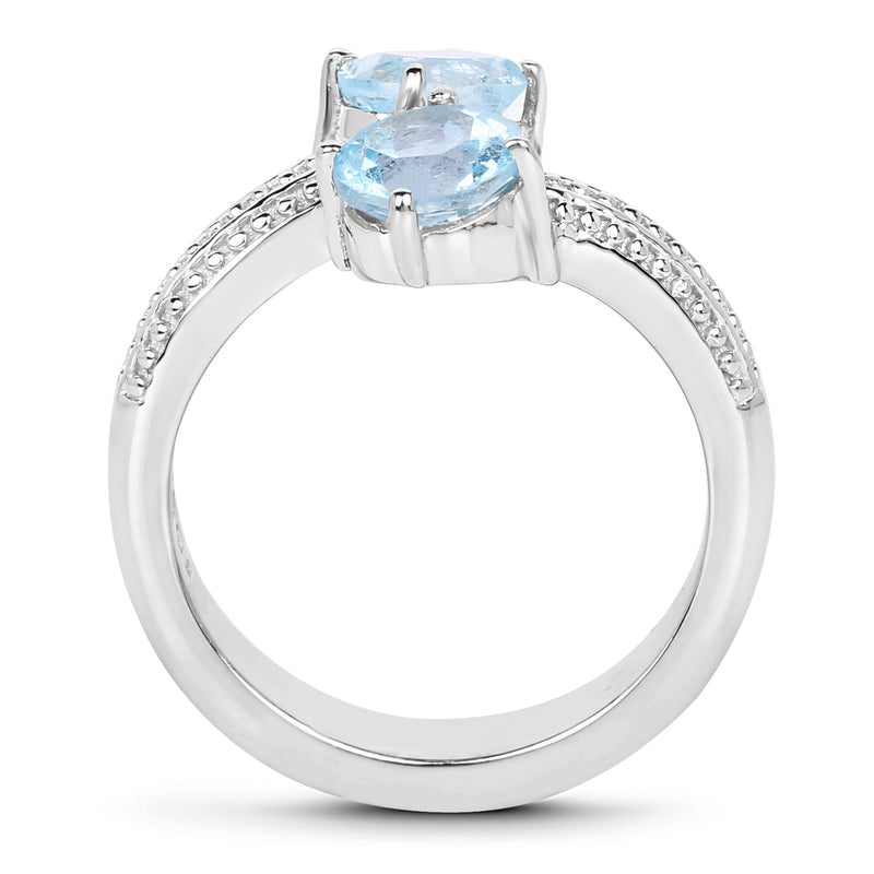 1.90 Carat Genuine  Blue Topaz .925 Sterling Silver Ring