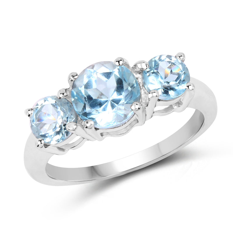 2.68 Carat Genuine Blue Topaz .925 Sterling Silver Ring