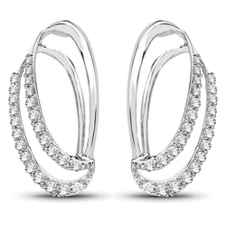 0.41 Carat Genuine White Diamond 14K White Gold Earrings (F-G Color, SI Clarity)