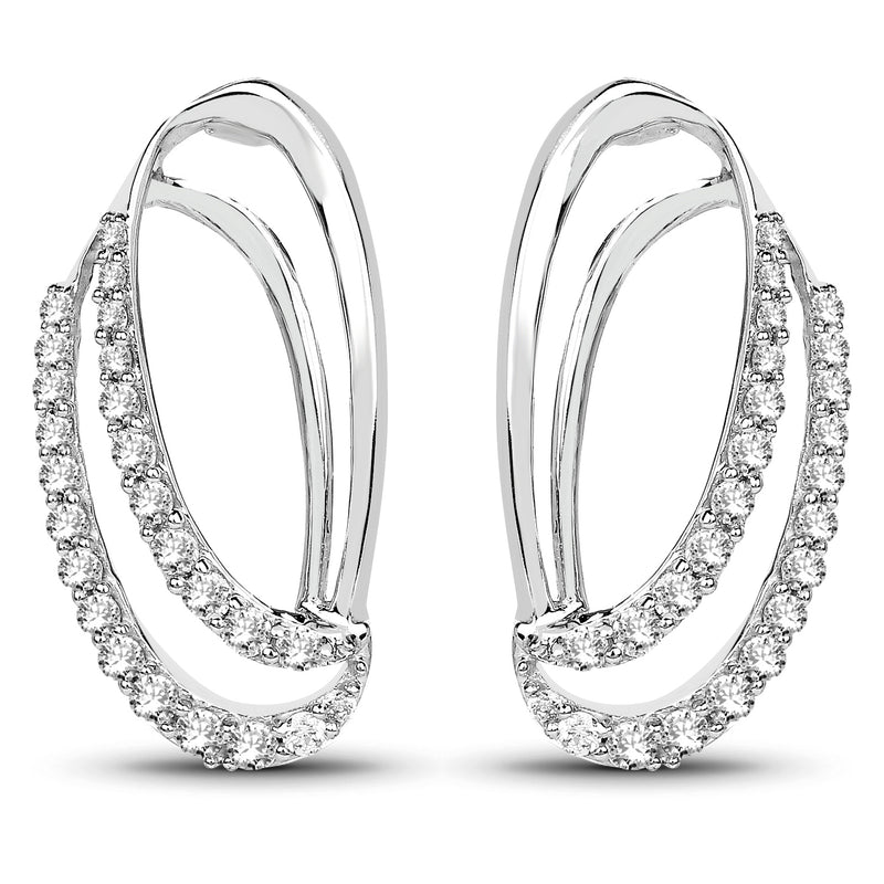 0.41 Carat Genuine White Diamond 14K White Gold Earrings (F-G Color, SI Clarity)