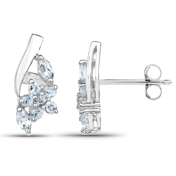 0.79 Carat Genuine Blue Topaz .925 Sterling Silver Earrings