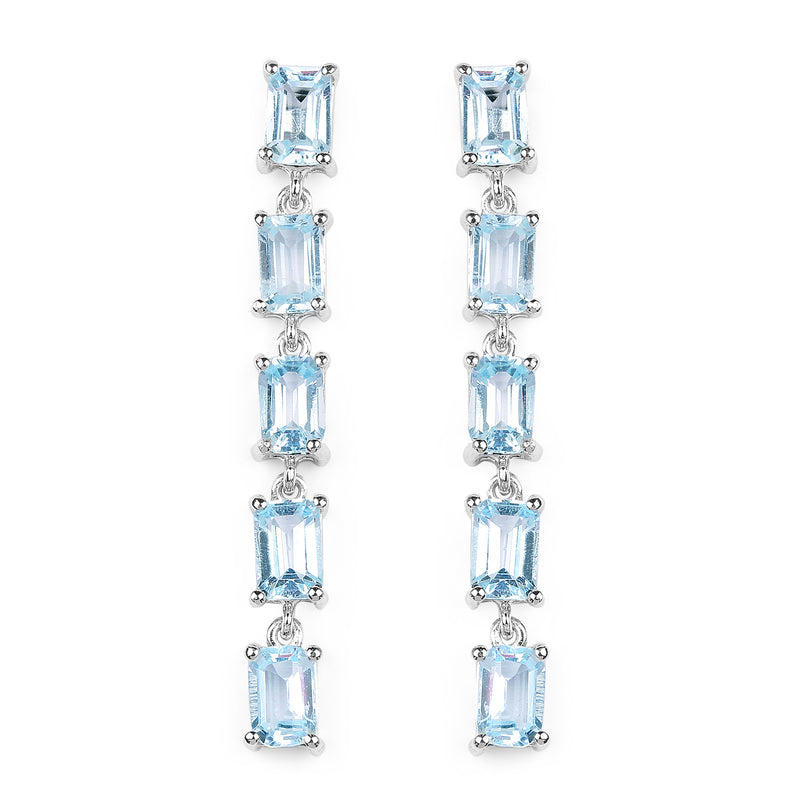 6.80 Carat Genuine Blue Topaz .925 Sterling Silver Earrings