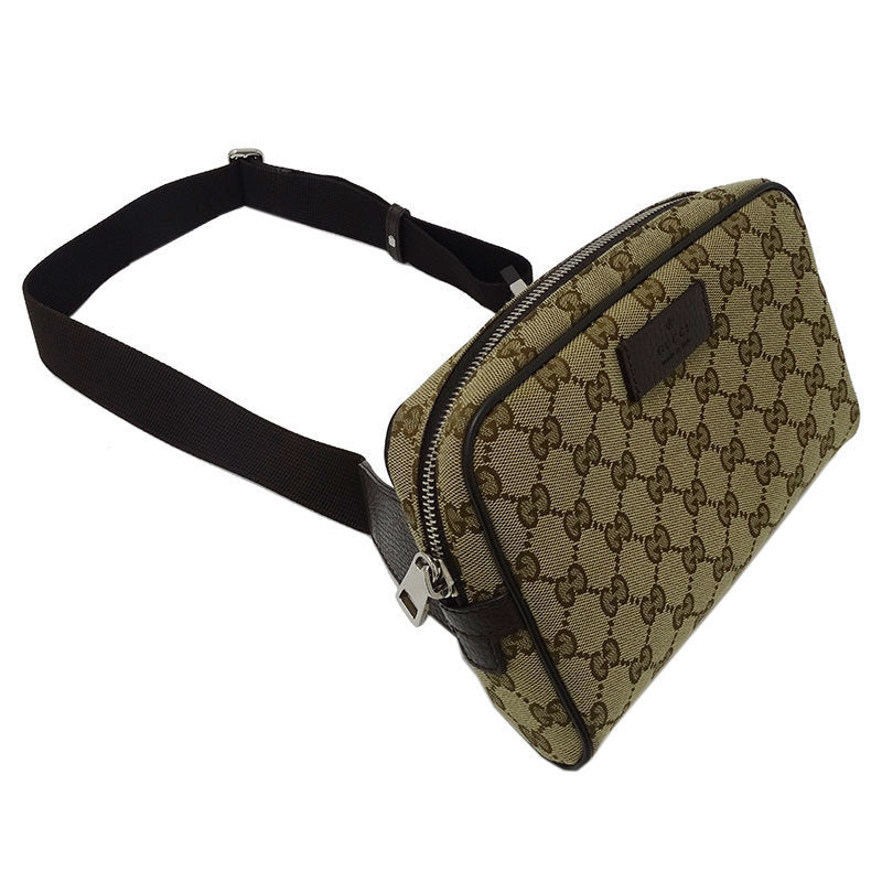 Gucci GUCCI Bag Mens Womens Waist Pouch Body GG Canvas Beige 449174