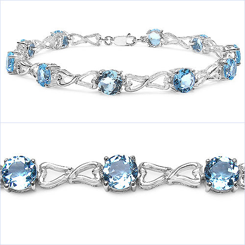 13.50 Carat Genuine Blue Topaz .925 Sterling Silver Bracelet