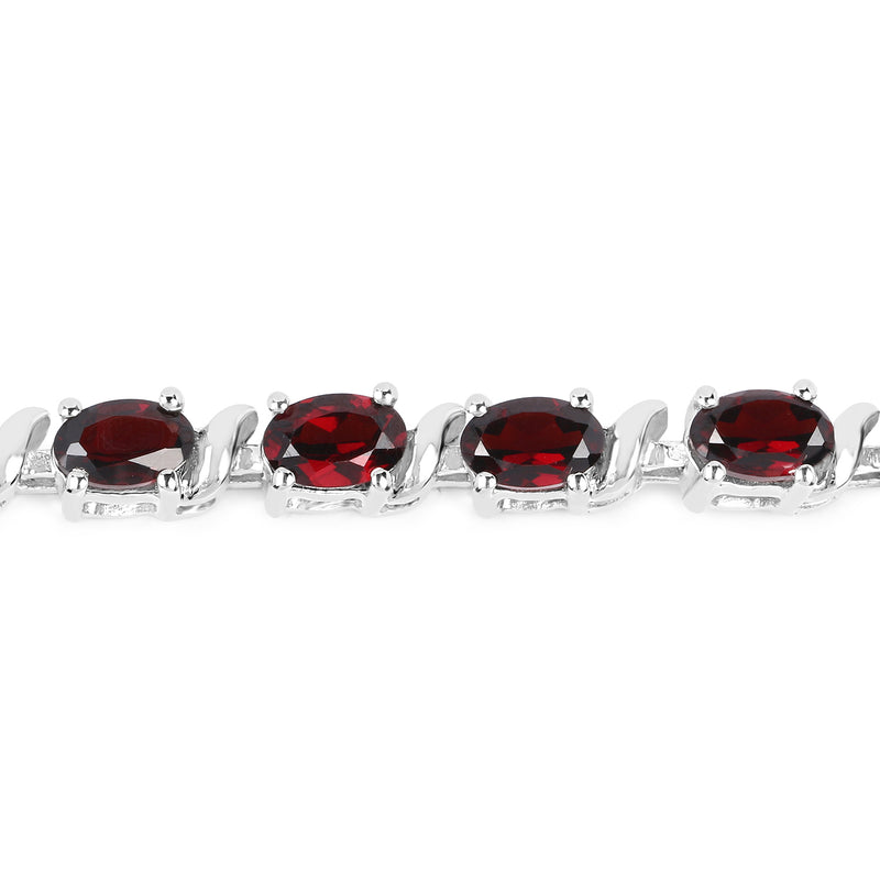 14K White Gold Plated 12.24 Carat Genuine Garnet Sterling Silver Bracelet