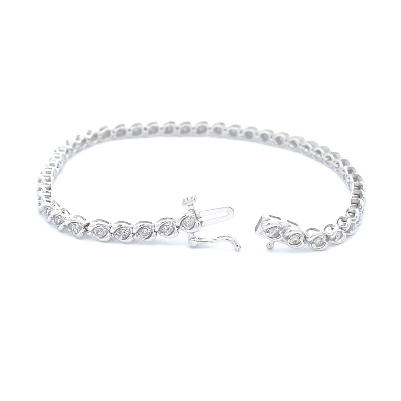 Natural 1.00ct Diamond Tennis Bracelet 10KT White Gold