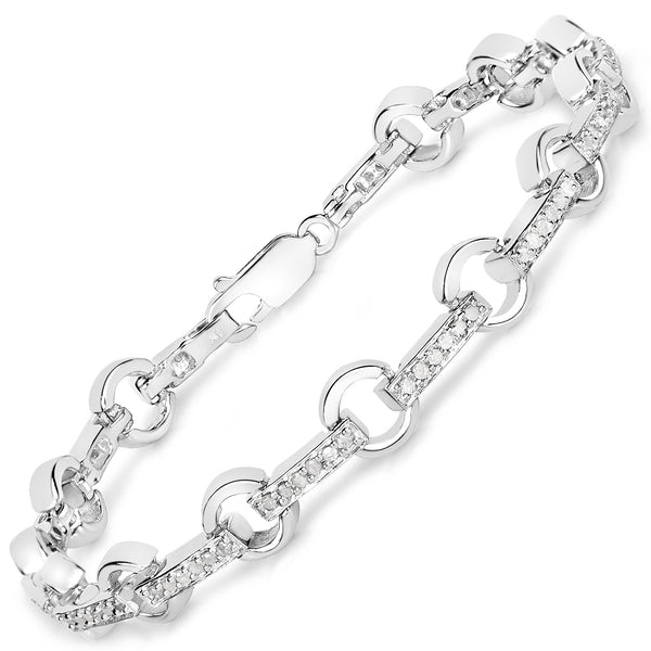 0.76 Carat Genuine White Diamond .925 Sterling Silver Bracelet