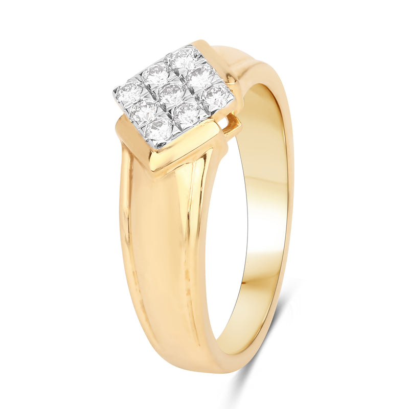 0.38 Carat Genuine White Diamond 14K Yellow Gold Ring (F-G Color, SI Clarity)