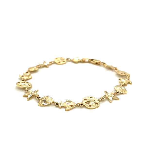 14k Yellow Gold Sea Life Bracelet