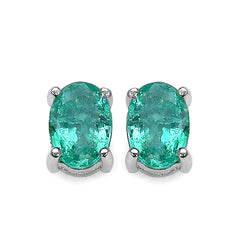 1.50 Carat Genuine Emerald .925 Sterling Silver Earrings