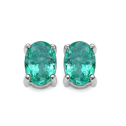 1.50 Carat Genuine Emerald .925 Sterling Silver Earrings