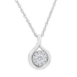 .925 Sterling Silver 1/4 cttw Lab Grown Diamond Drop Pendant Necklace (F-G Color, VS2-SI1 Clarity)