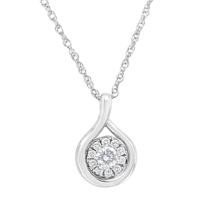 .925 Sterling Silver 1/4 cttw Lab Grown Diamond Drop Pendant Necklace (F-G Color, VS2-SI1 Clarity)