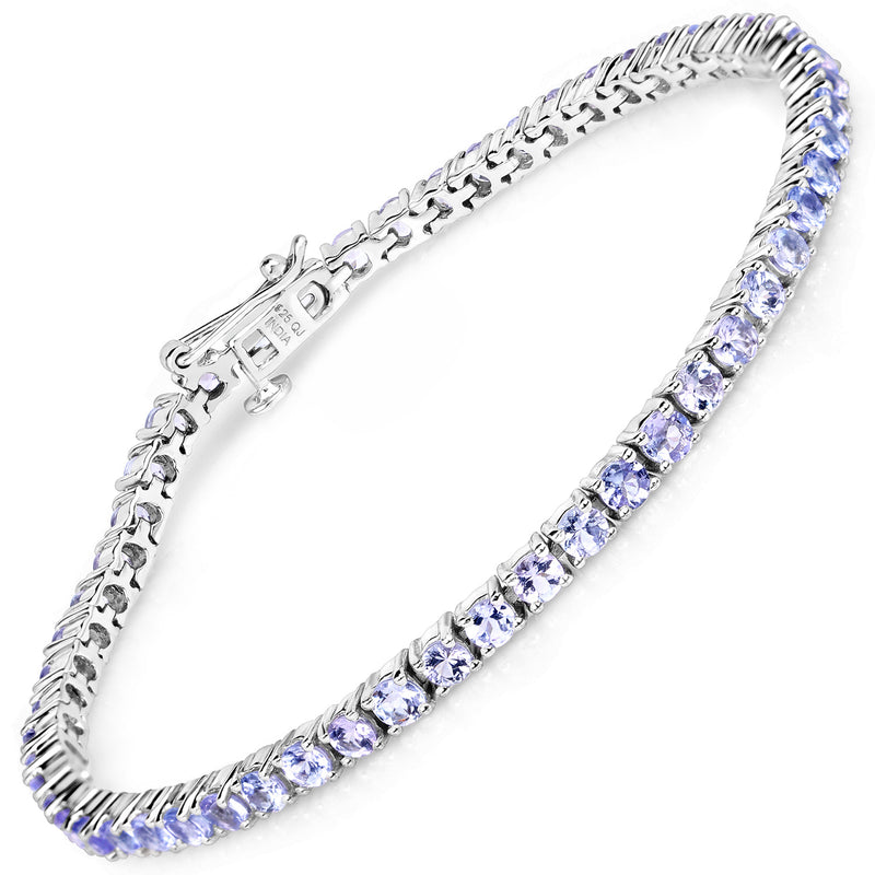 5.30 Carat Genuine Tanzanite .925 Sterling Silver Bracelet