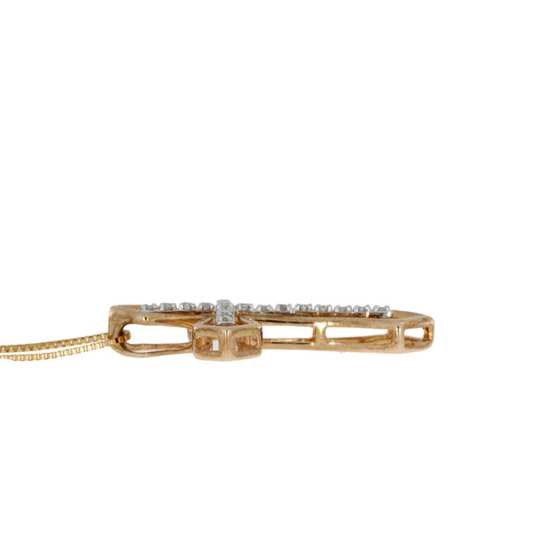 .05ct Diamond Cross Religious Pendant 10KT Rose Gold