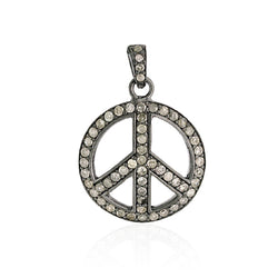 925 Sterling Silver Peace Sign Pendant Religious Pave Diamond Jewelry
