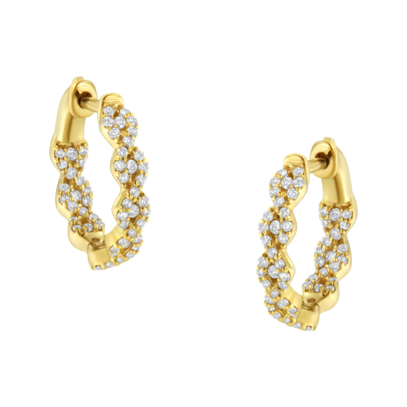 10K Yellow Gold Diamond Huggy Earrings (1/2 cttw, H-I Color, I1-I2 Clarity)