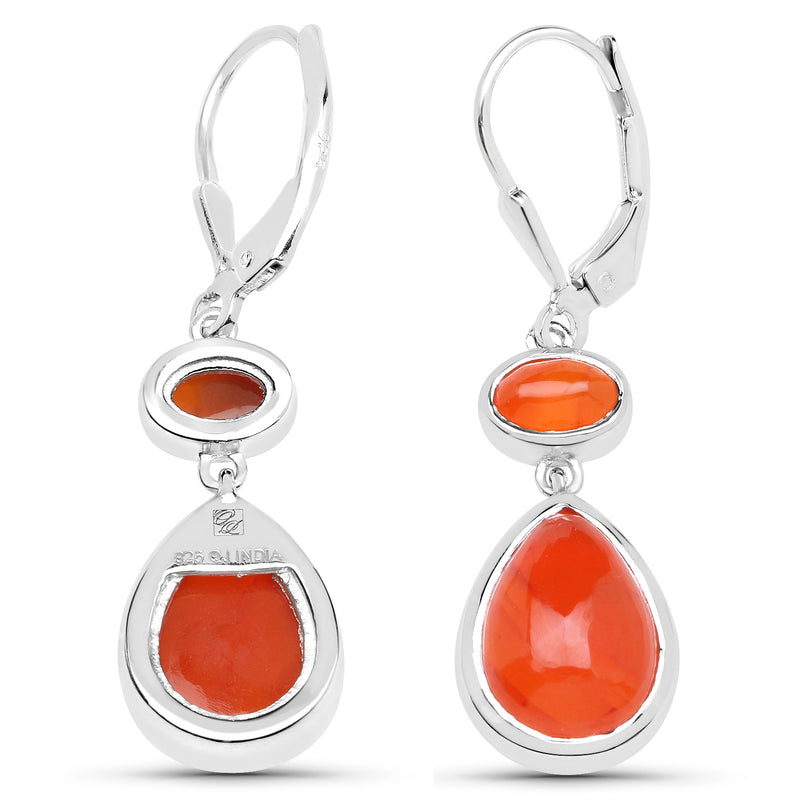 7.42 Carat Genuine Carnelian .925 Sterling Silver Earrings