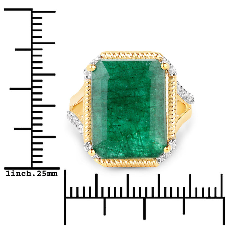 9.96 Carat Dyed Emerald and White Topaz .925 Sterling Silver Ring