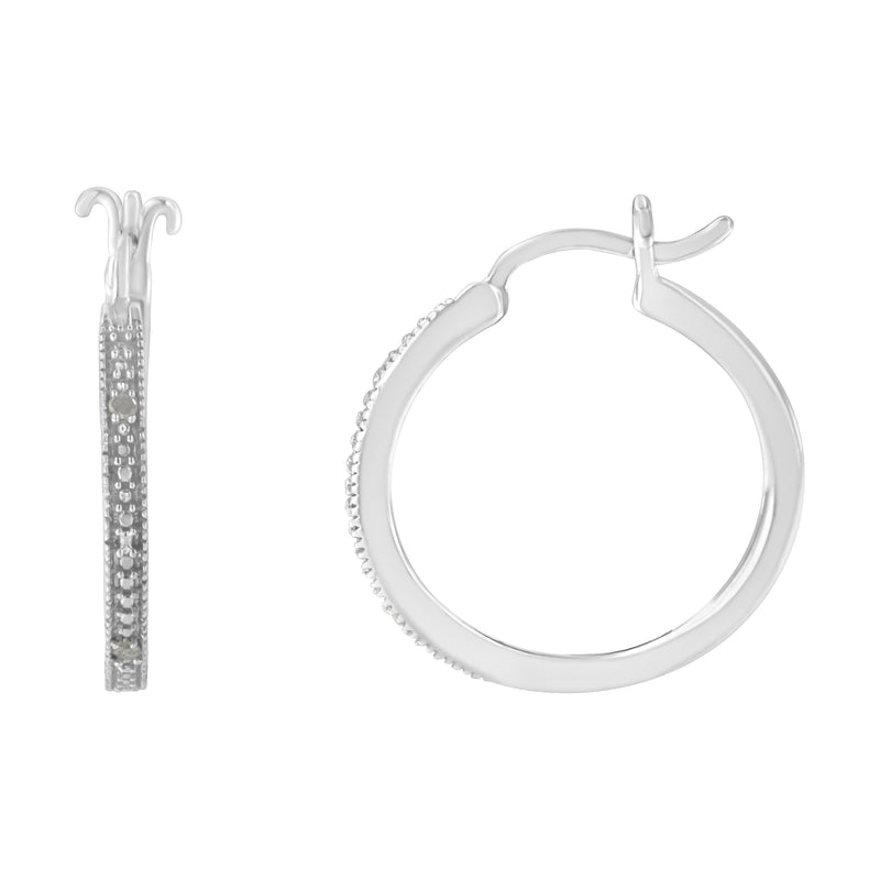 .925 Sterling Silver Miracle-Set Diamond Pave Style Hoop Earrings (I-J Color, I3 Clarity)