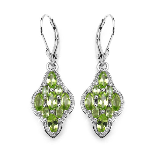 3.30 Carat Genuine Peridot .925 Sterling Silver Earrings