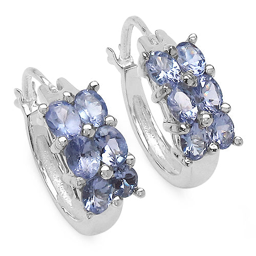 2.04 Carat Genuine Tanzanite .925 Sterling Silver Earrings