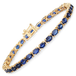 7.48 Carat Genuine Blue Sapphire 14K Yellow Gold Bracelet